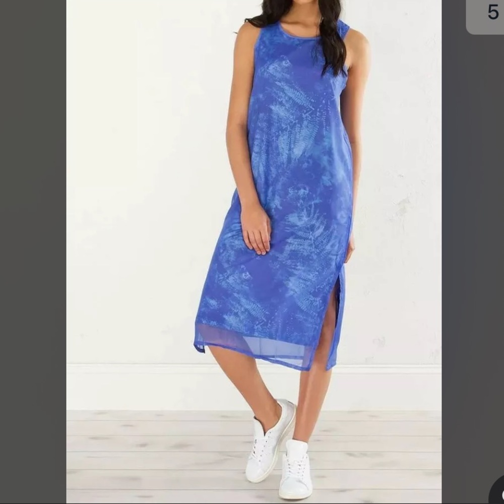 ADIDAS tank MIDI long blue dress